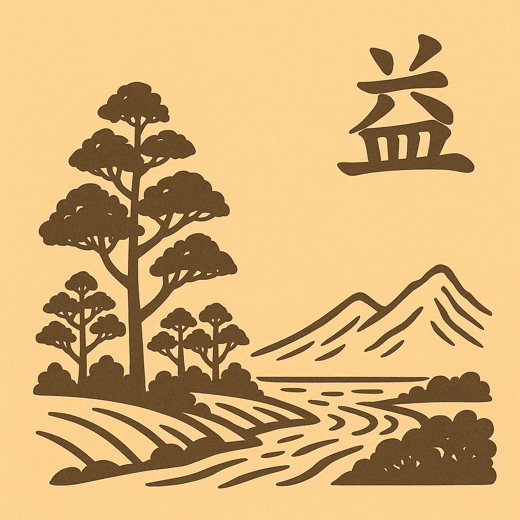 Hexagrama 42, O Aumento — representação das seis linhas
